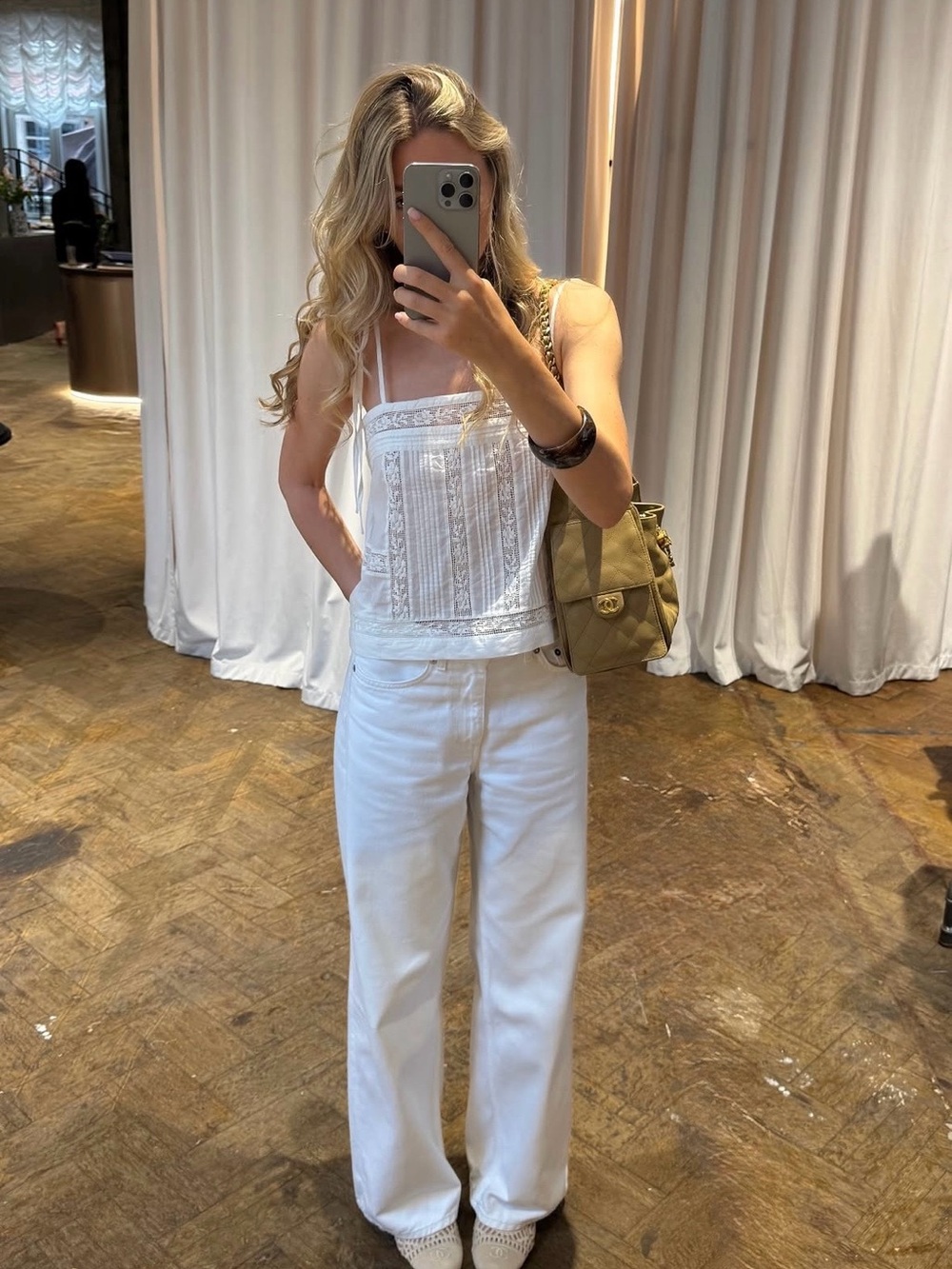Sezane Katell White Lace Trim Cami Top - Picture 10 of 11